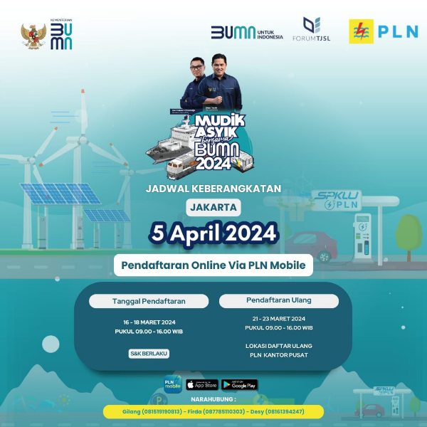 Ada 10 Ribu Kuota Mudik Gratis dari PLN, Begini Cara Daftarnya