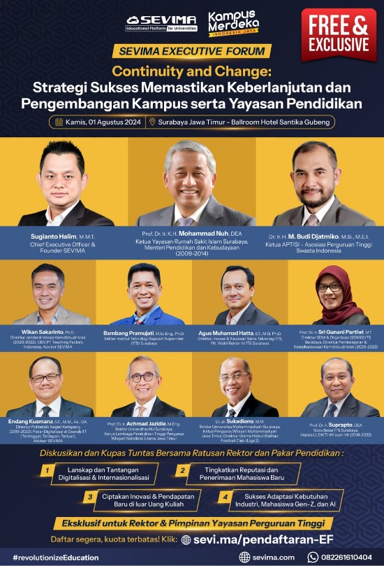 Mantan Menteri Pendidikan M. Nuh & Ratusan Rektor akan Kupas Strategi Kampus Menyesuaikan Kebutuhan Gen Z di Executive Forum SEVIMA