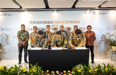 Bukit Asam, KAI dan Semen Baturaja Teken MoU Peningkatan Kapasitas Bongkar Batu Bara Area Kertapati