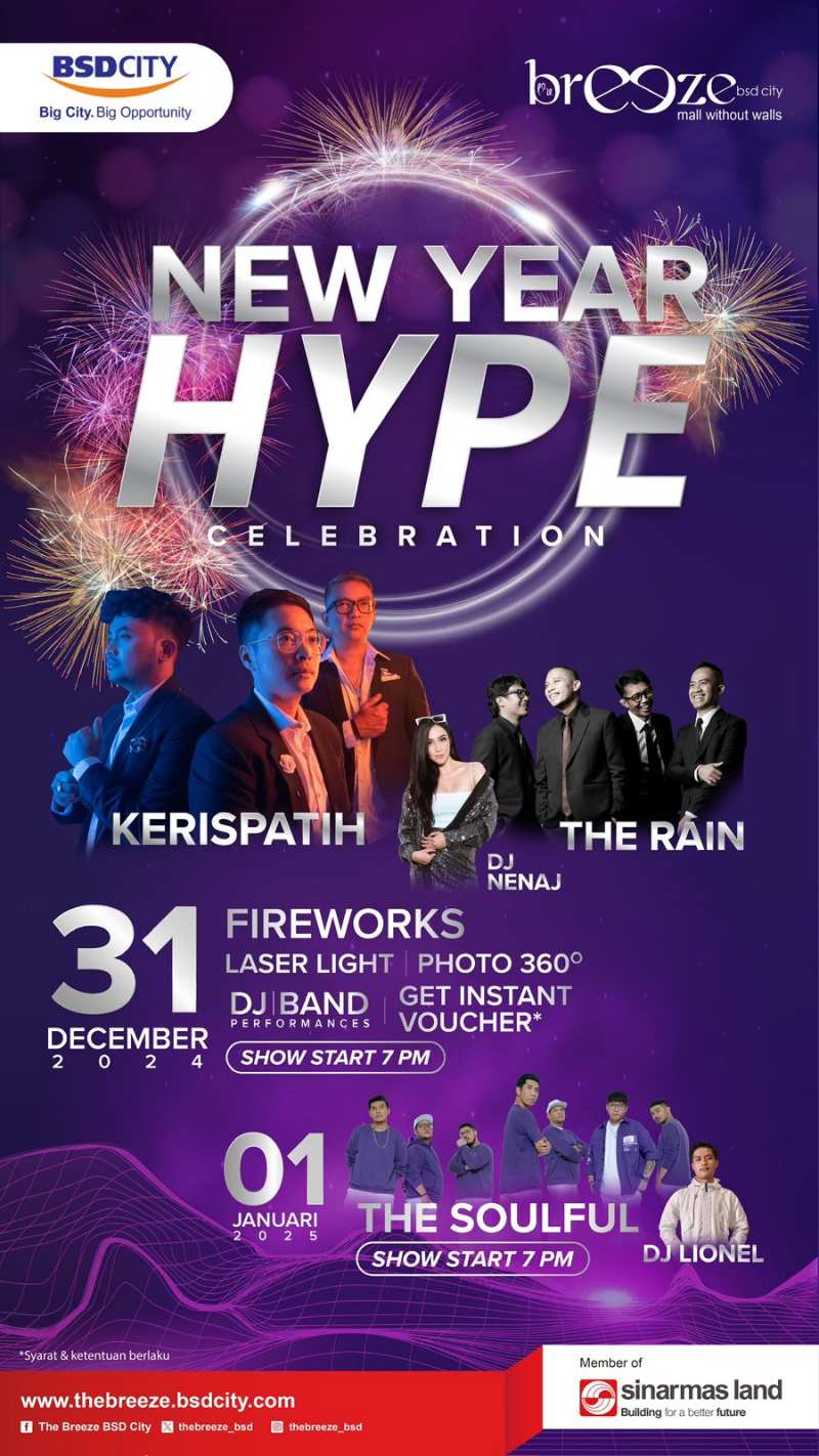 Kerispatih, The Rain, Hingga The Soulful Meriahkan Malam Tahun Baru 2025 di The Breeze BSD City