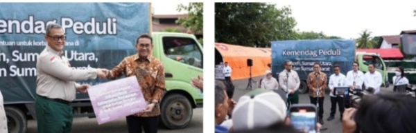 Mendag Busan Serahkan Donasi Kemendag Peduli untuk Korban Bencana di Sumatra