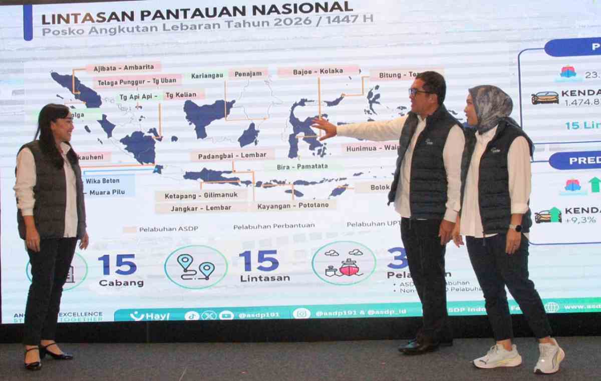 Angkutan Lebaran 2026, Trafik Mudik Naik 9% ASDP Optimalkan 15 Lintasan Pantauan Nasional