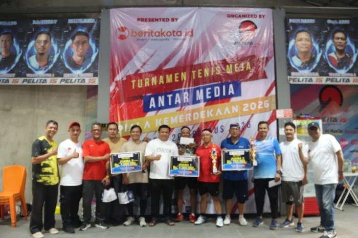 PWI Depok Dukung Turnamen Tenis Meja Antar Media